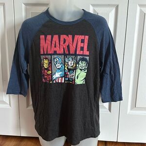 Marvel Superheroes Three Fourth Sleeve Tee Tshirt Top Shirt Womens Large L